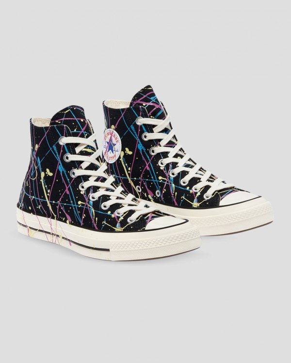 Converse Chuck 70 Archive Print Paint Splatter Sort Sko Danmark - Converse Høje Sneakers Dame - 1503